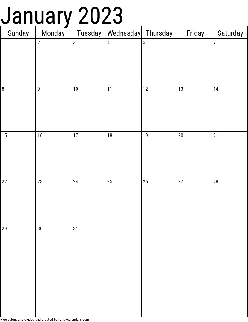 Printable Calendar 2023 Vertical