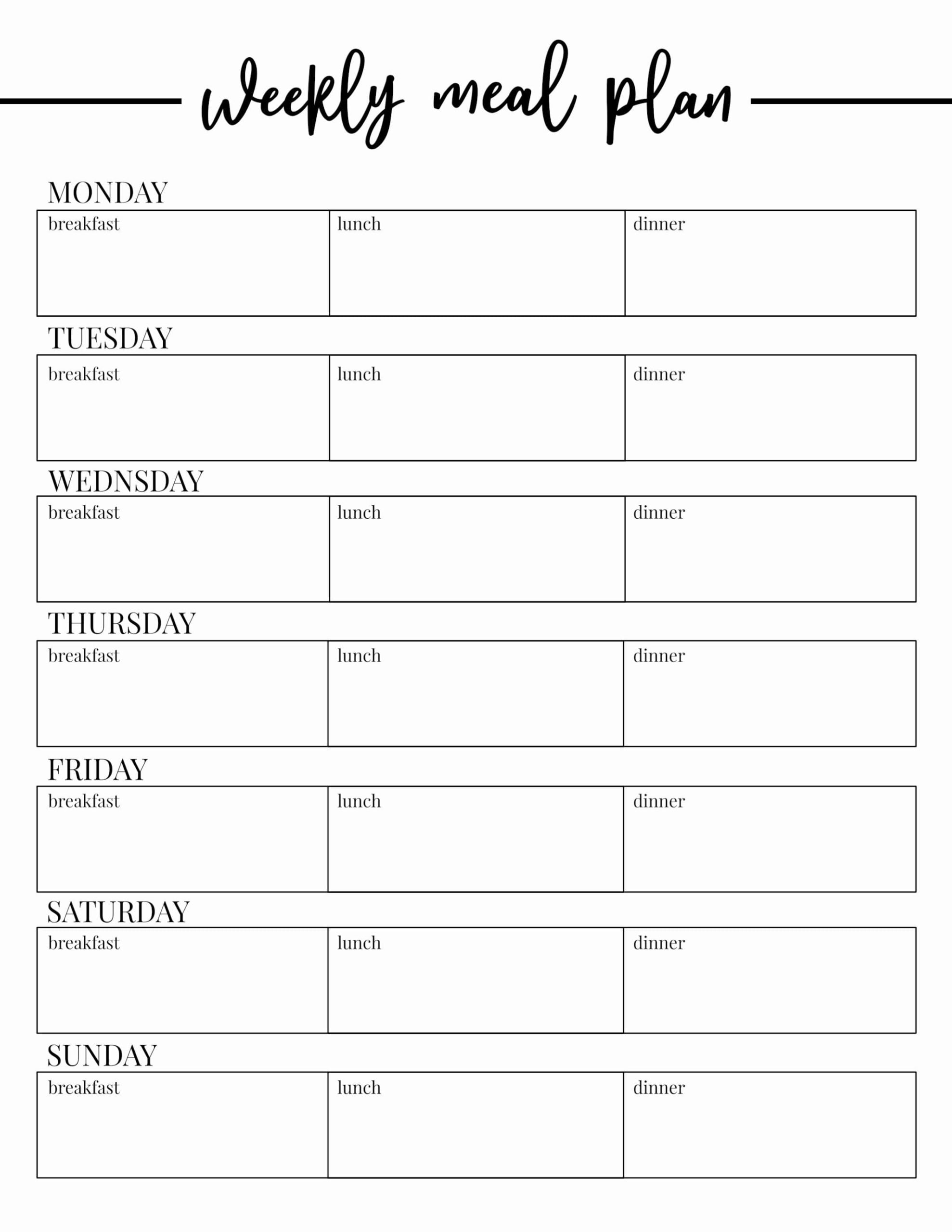 Printable Daily Diet Planner