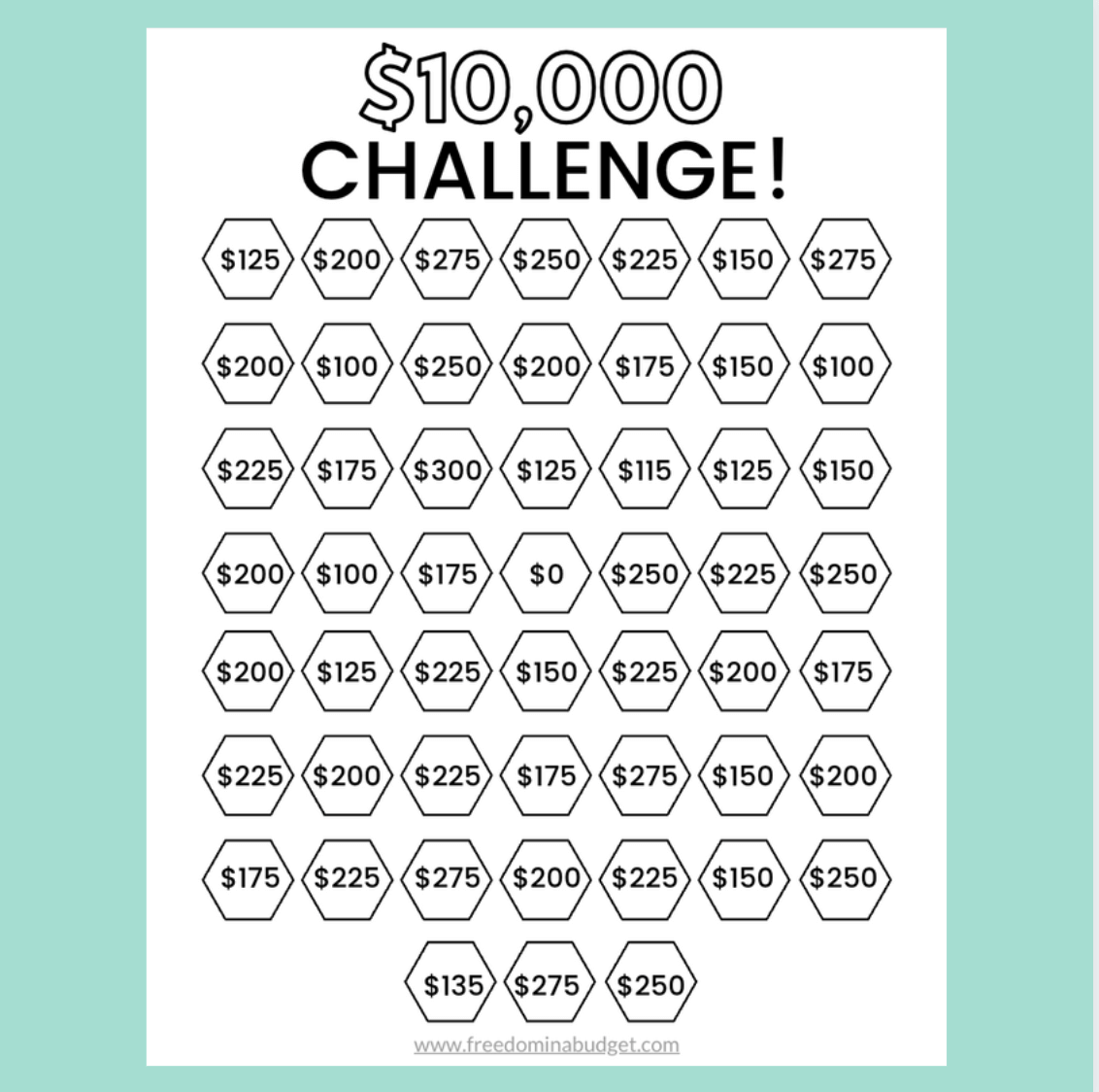 10 000 savings challenge printable free