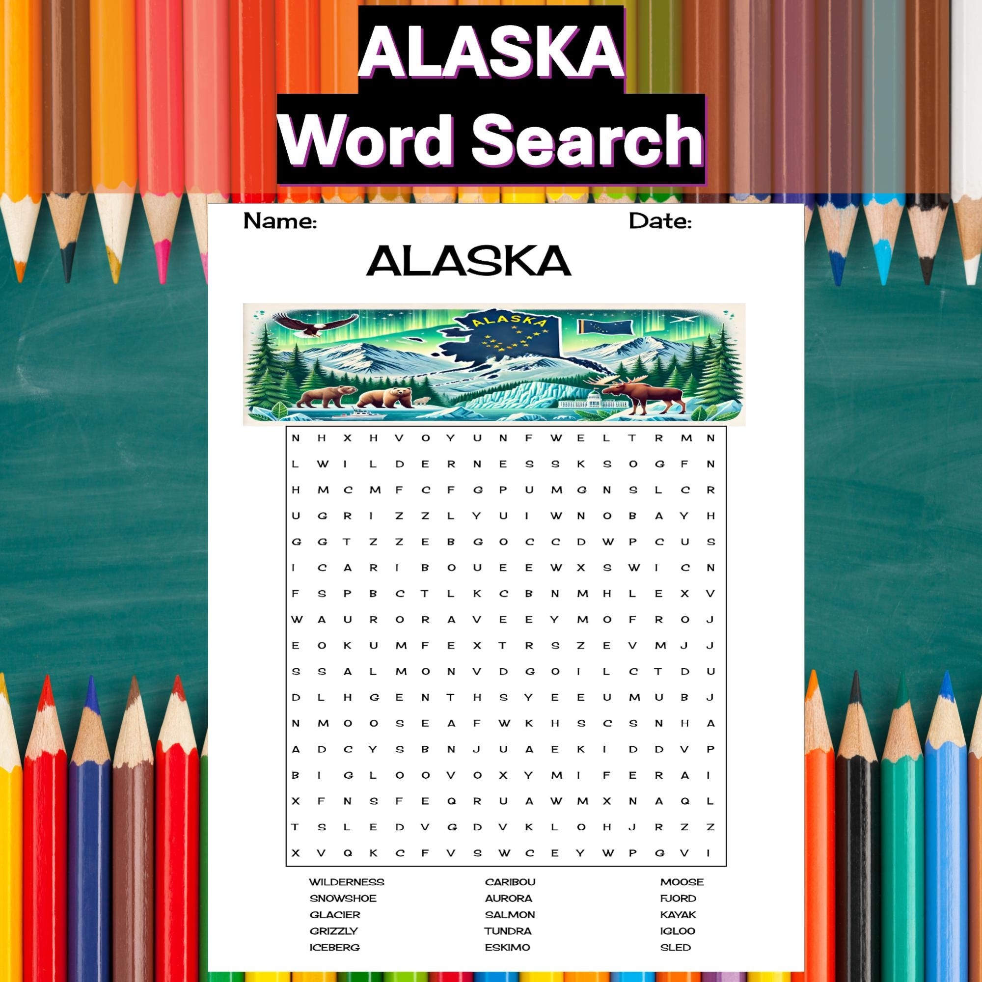 free printable alaska word search