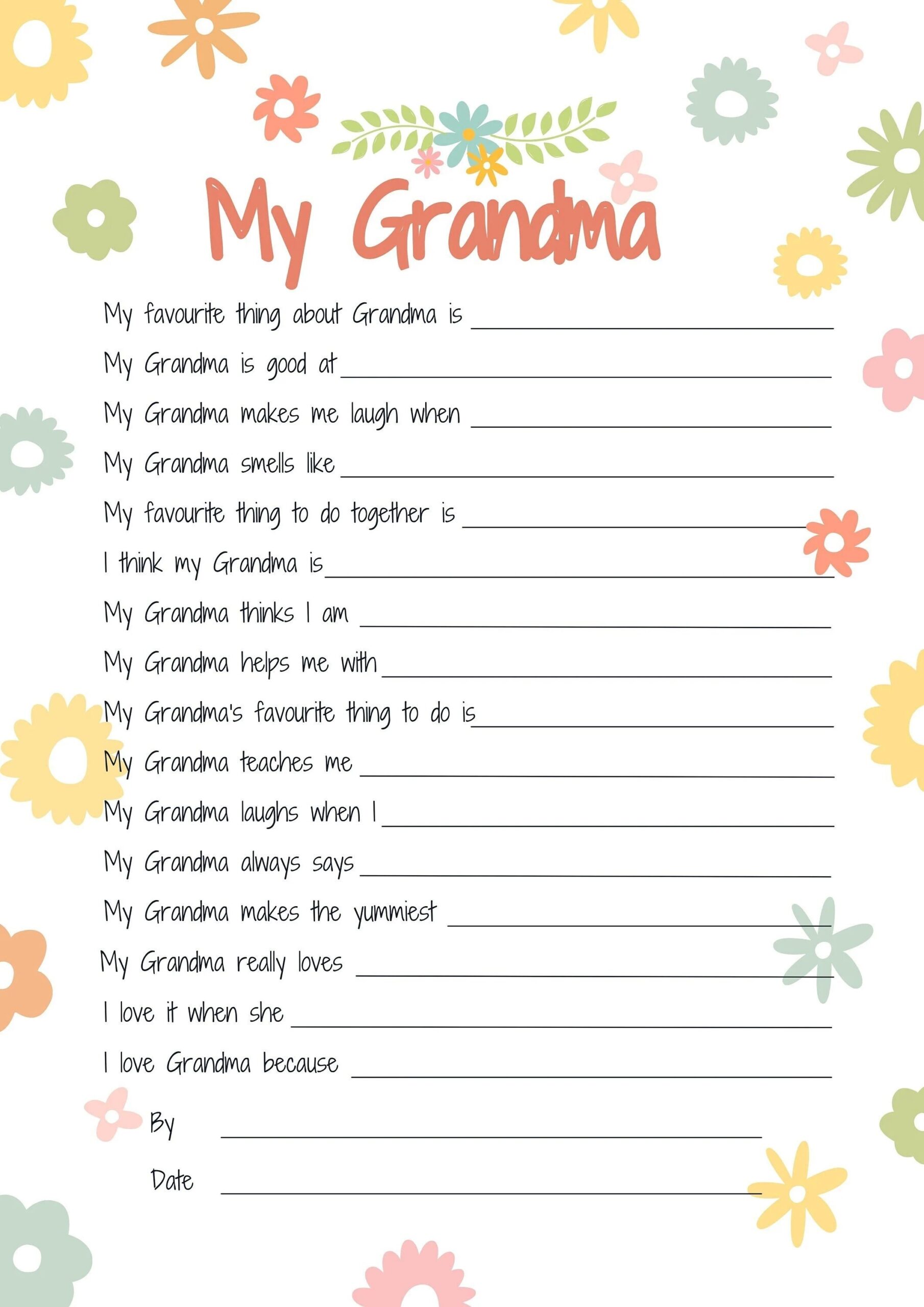 all about my grandma free printable