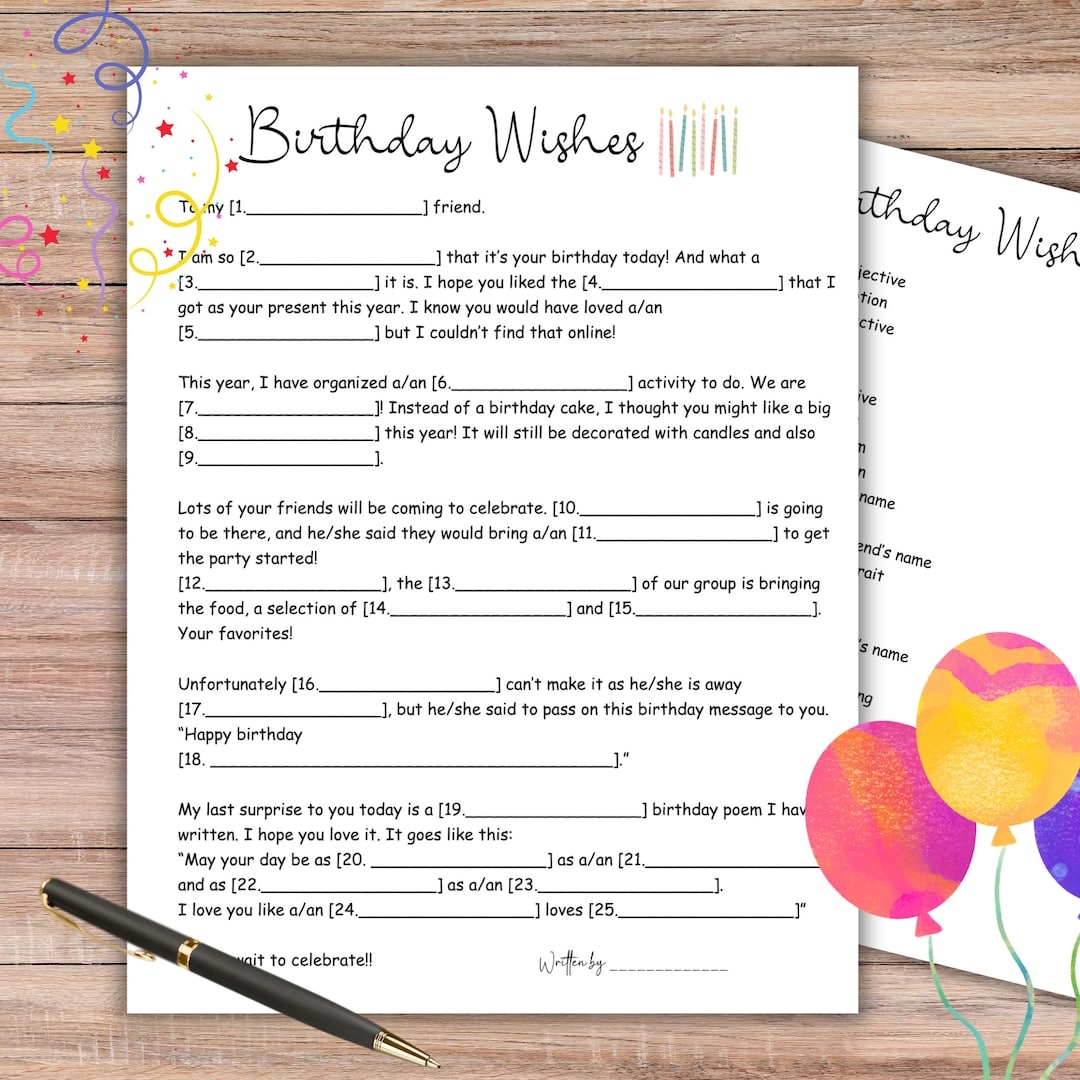 birthday mad libs printable free