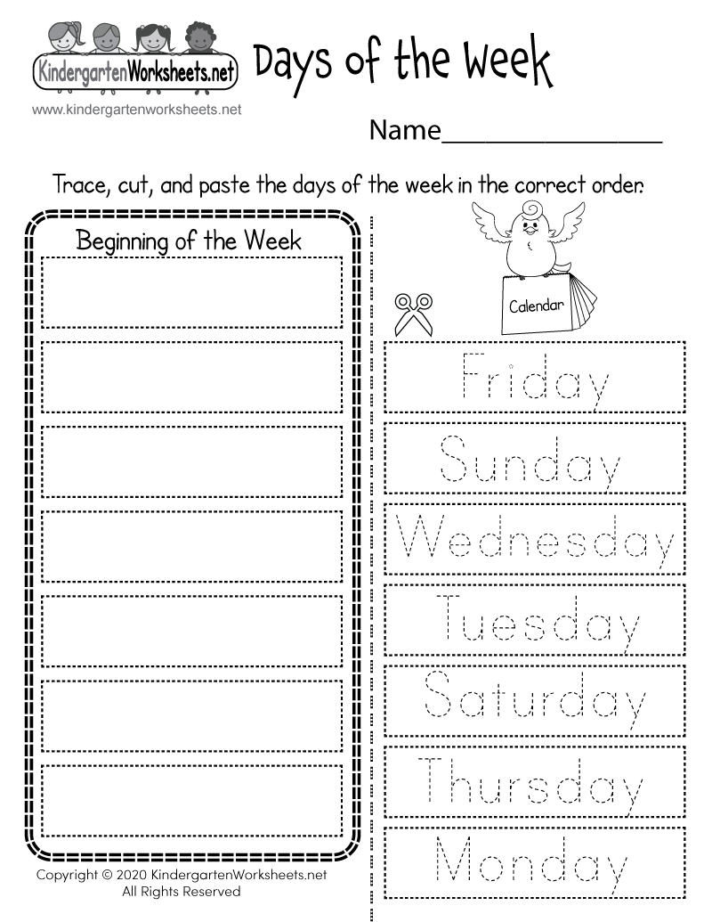 free days of the week printable