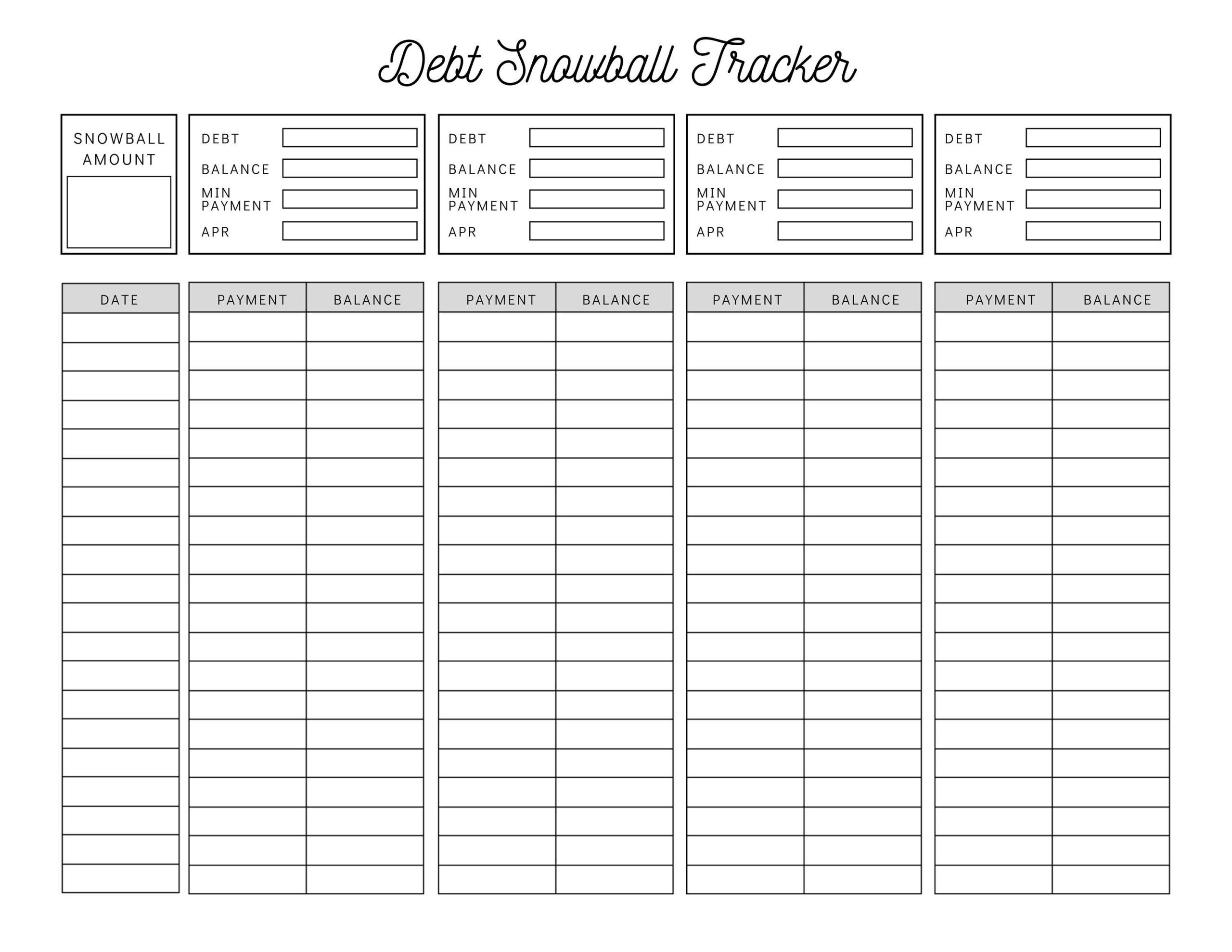 free printable debt snowball