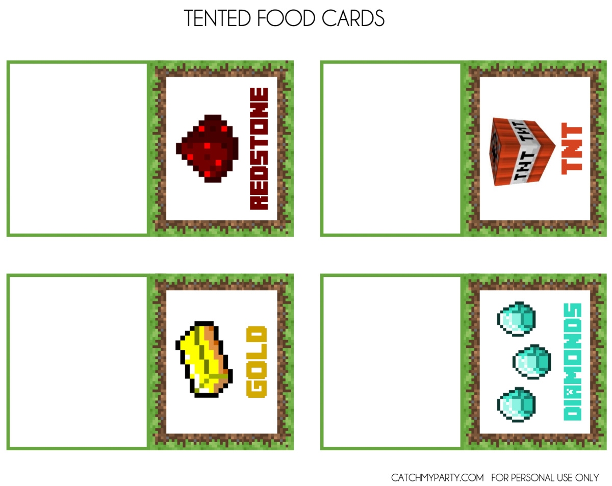 free printable minecraft food labels