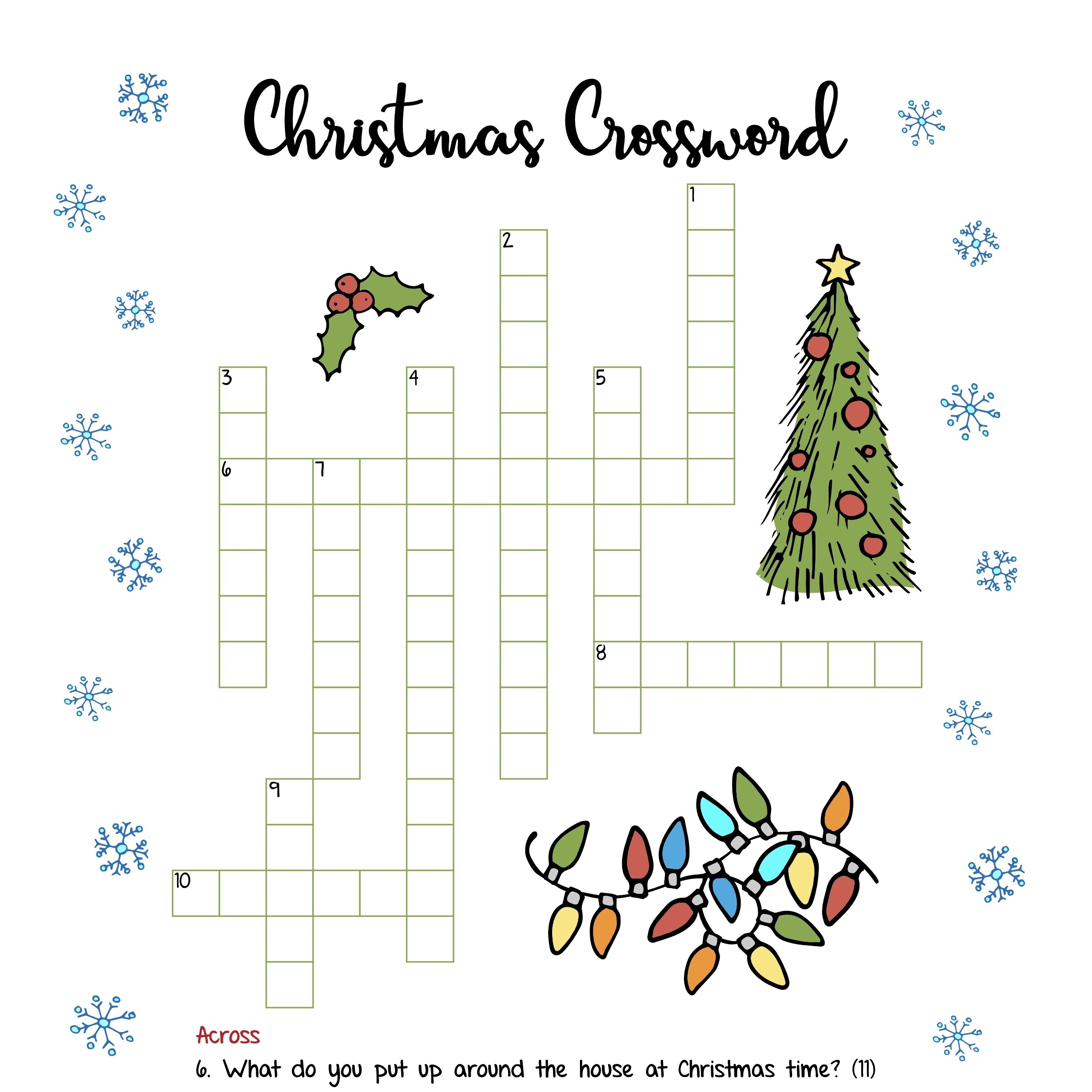 free printable crossword puzzles christmas