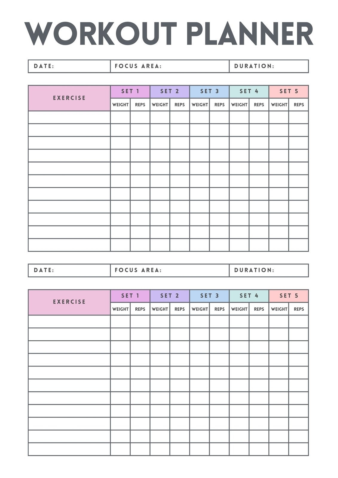 free printable fitness planner pdf
