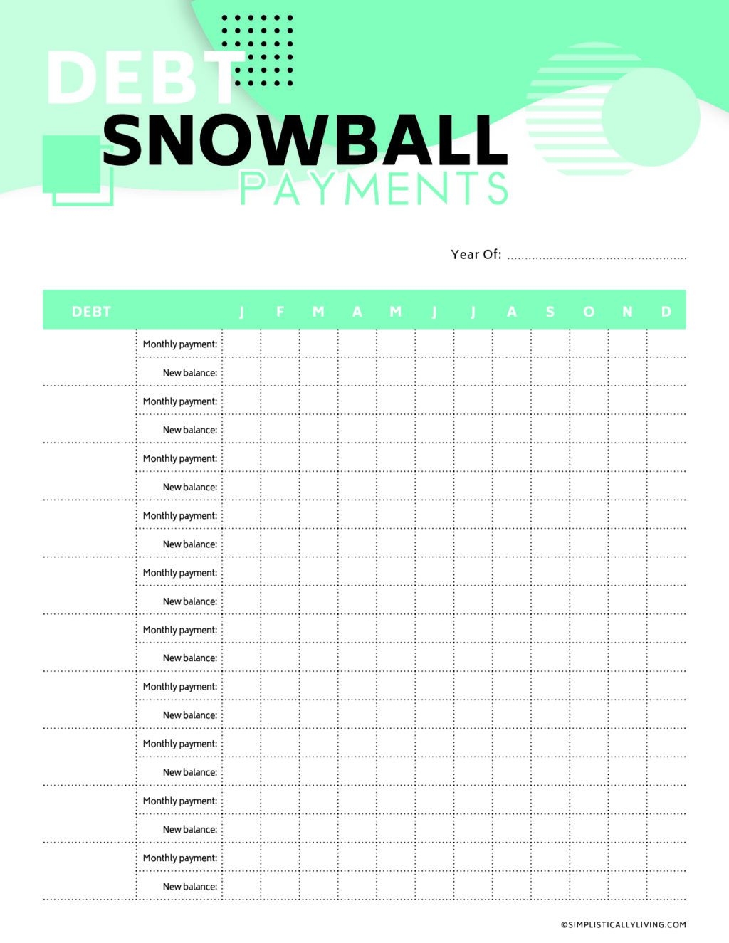 free printable debt snowball