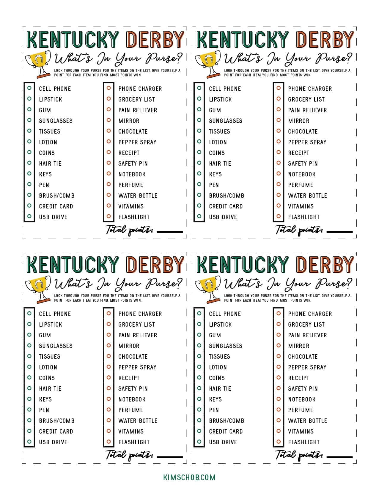 free kentucky derby printables