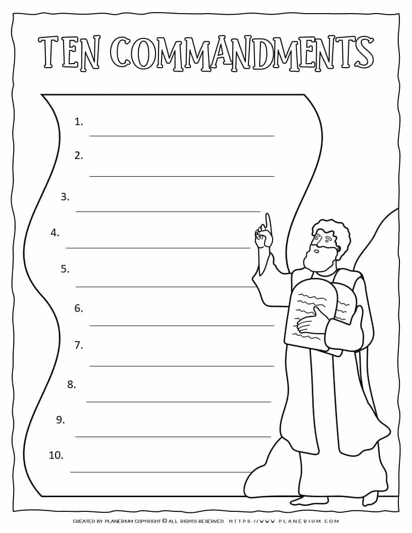 free printable 10 commandments printable worksheets