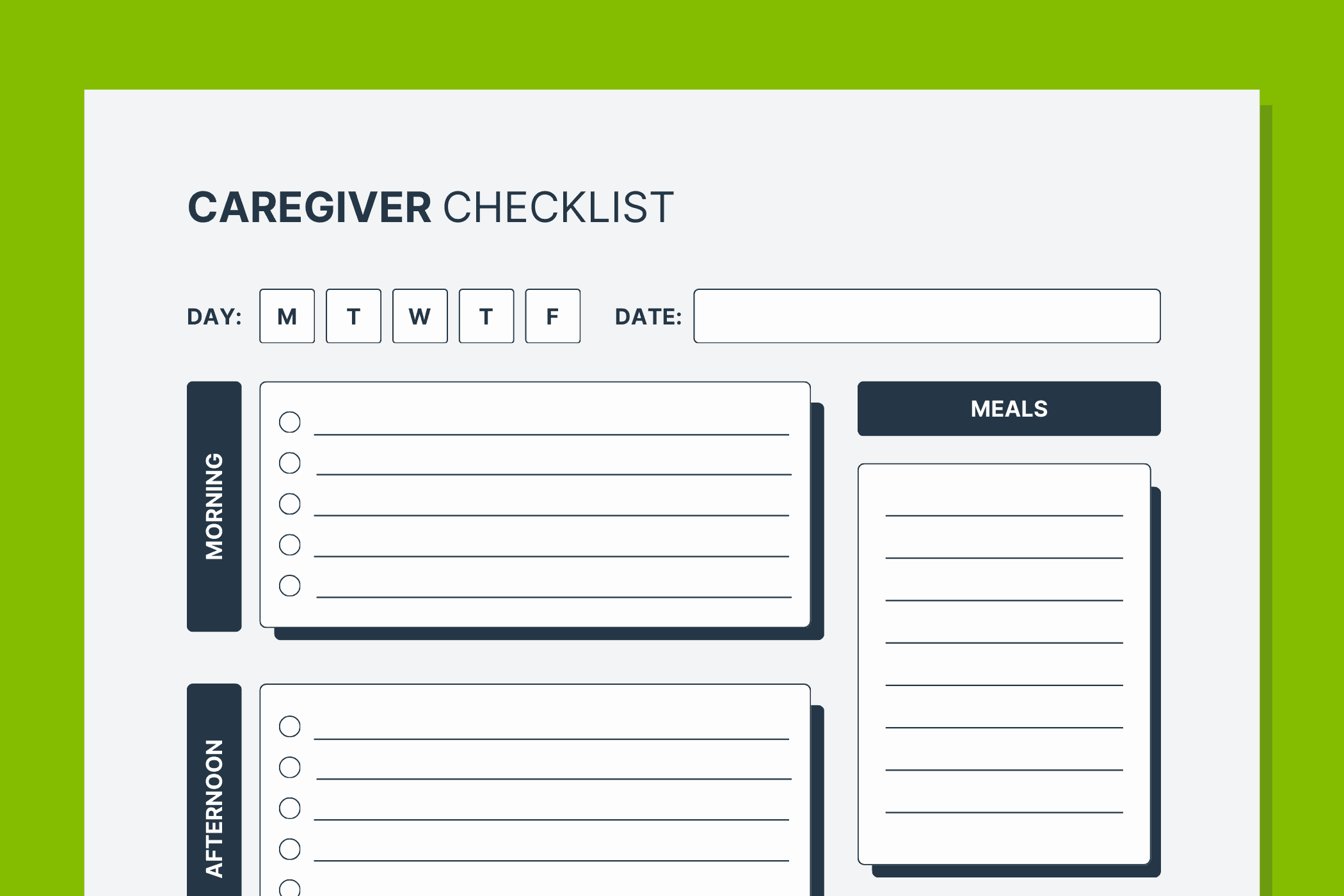free printable caregiver checklist
