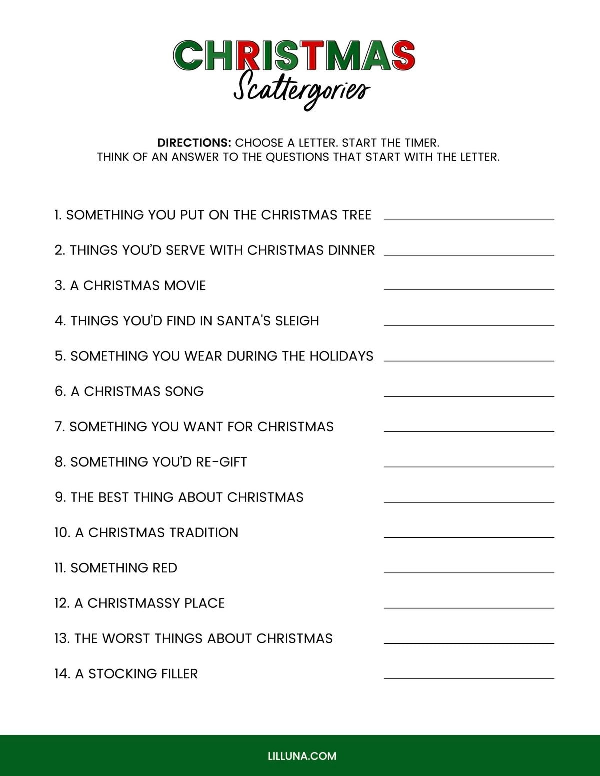free christmas games printables
