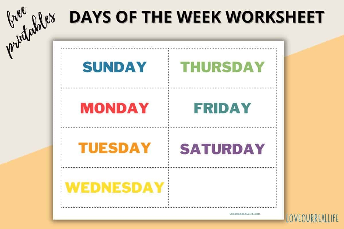 free days of the week printable