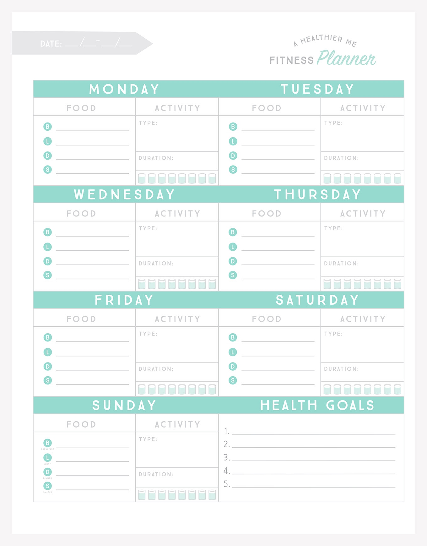 free printable fitness planner pdf