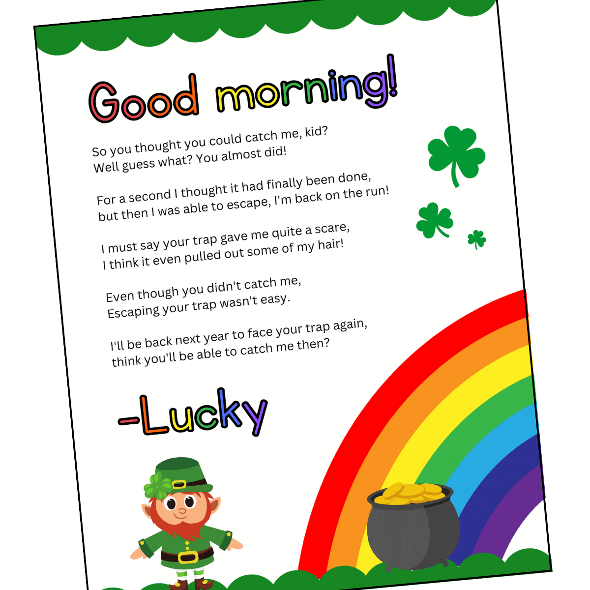 free printable leprechaun letter