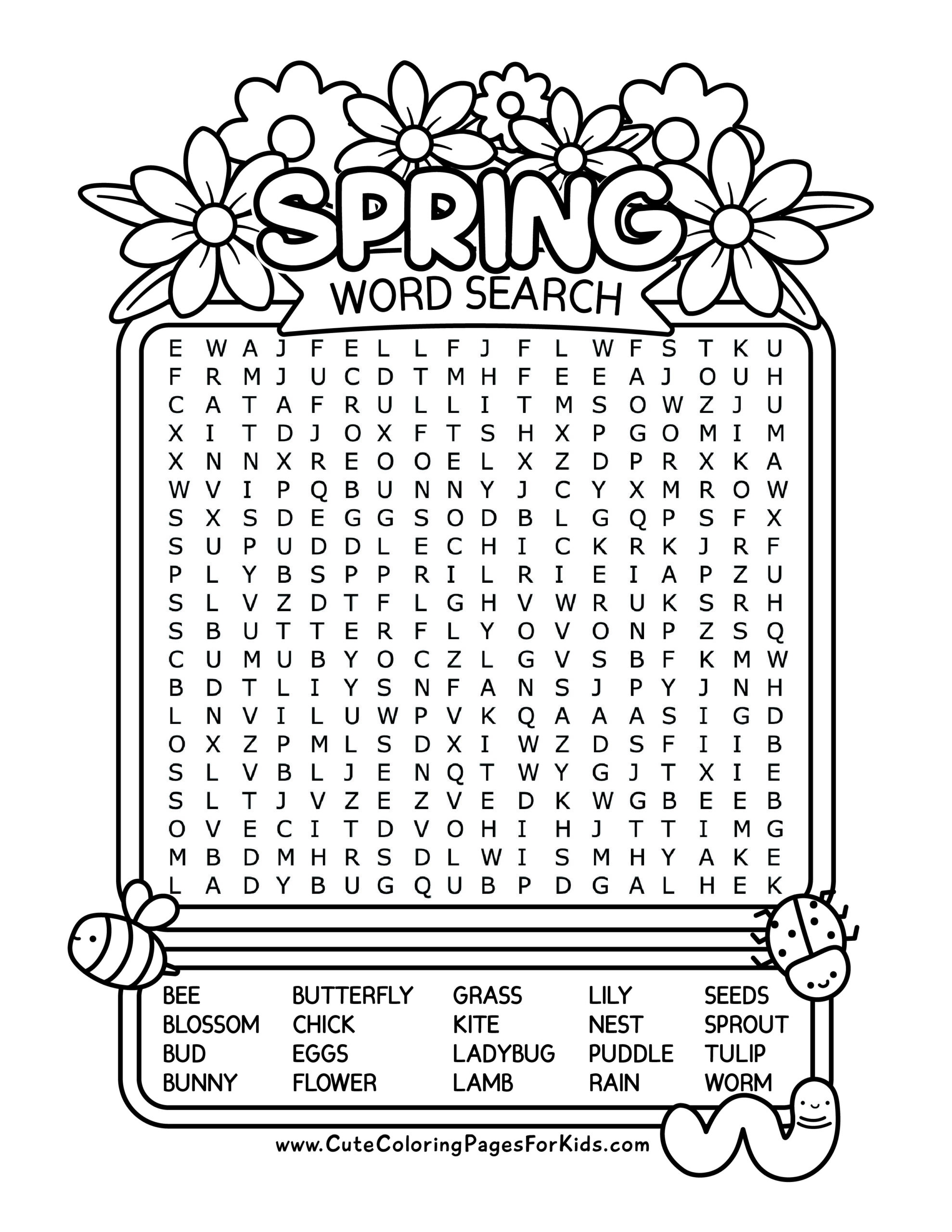 free printable spring word search