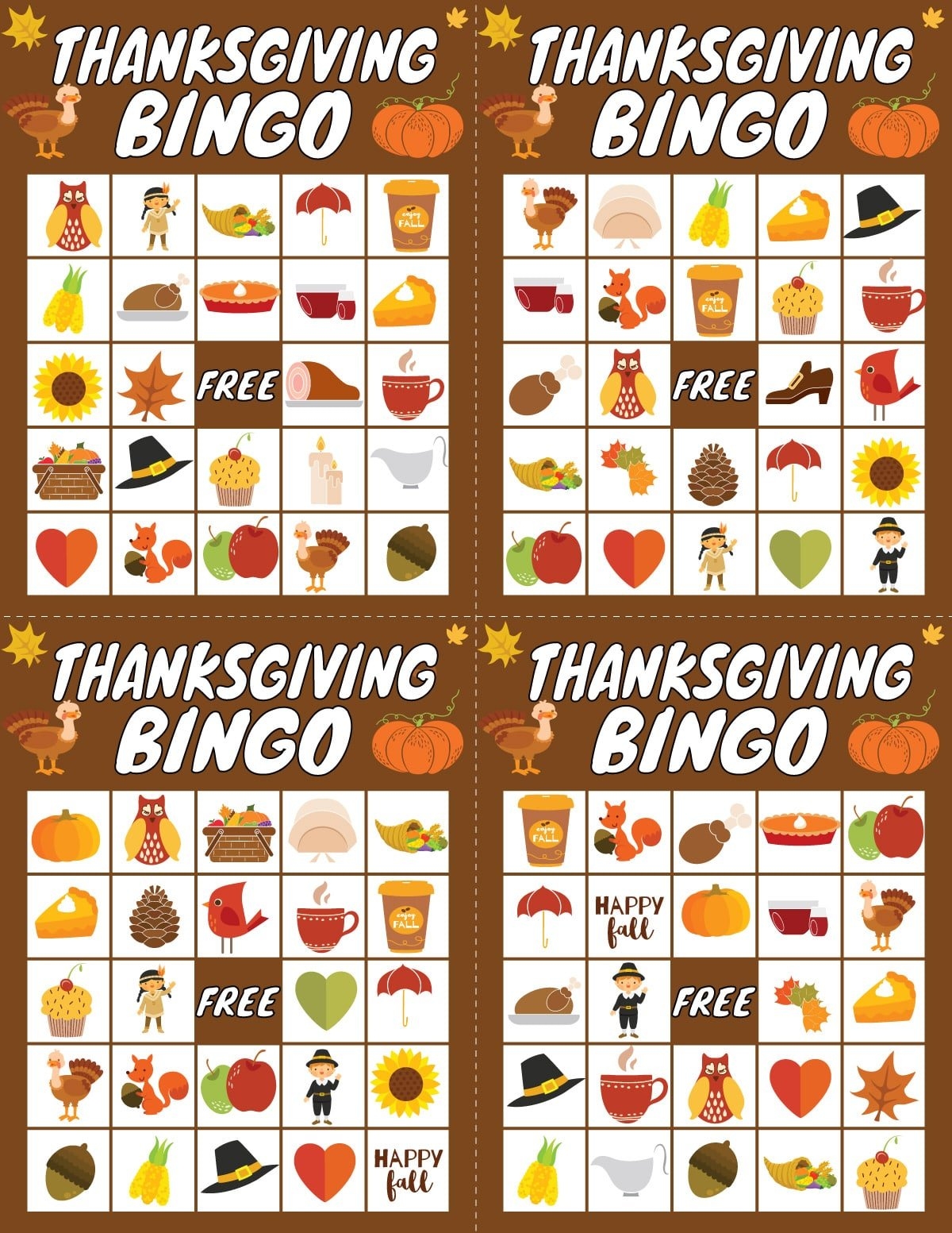 thanksgiving bingo cards printable free