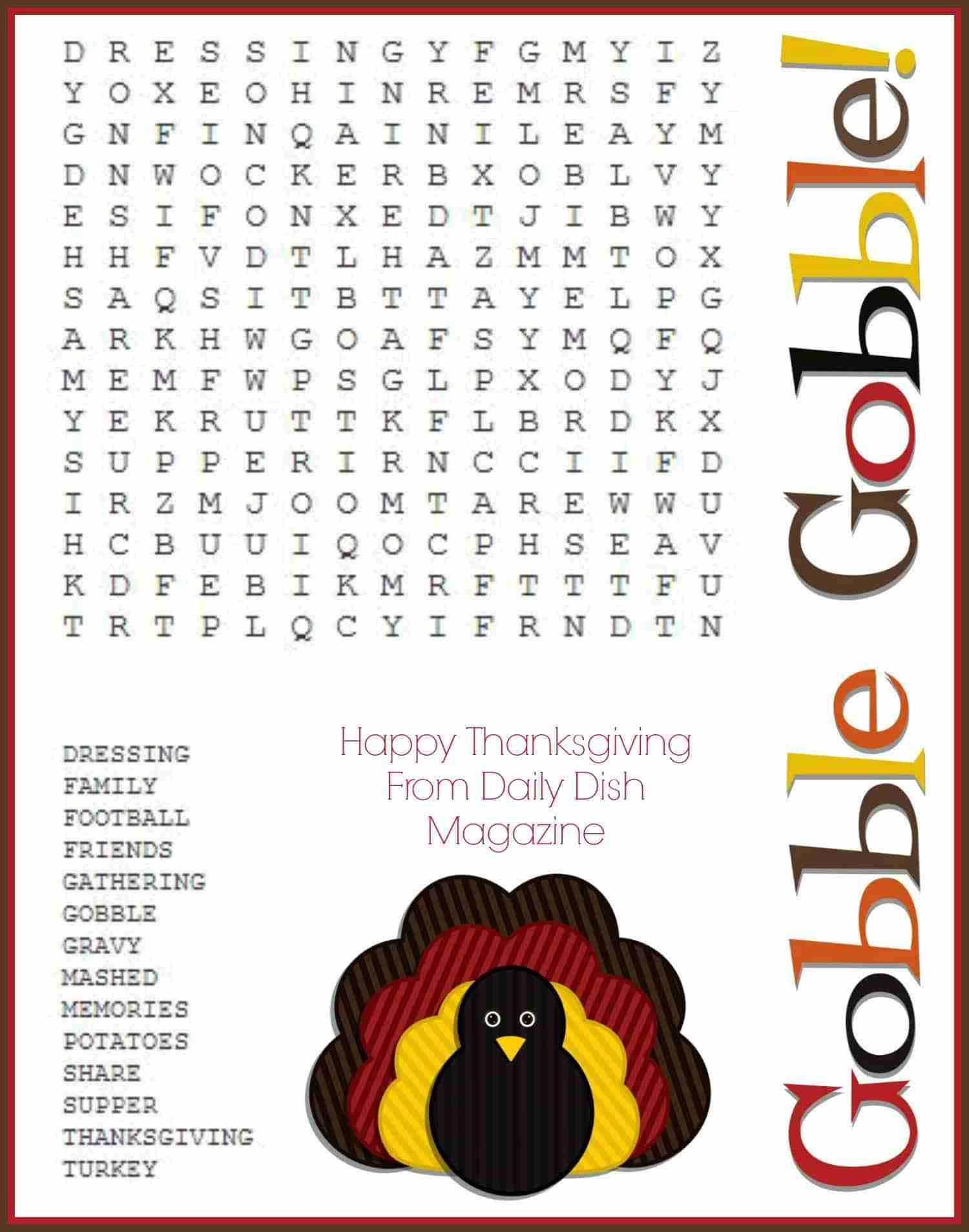 free printable thanksgiving word puzzles