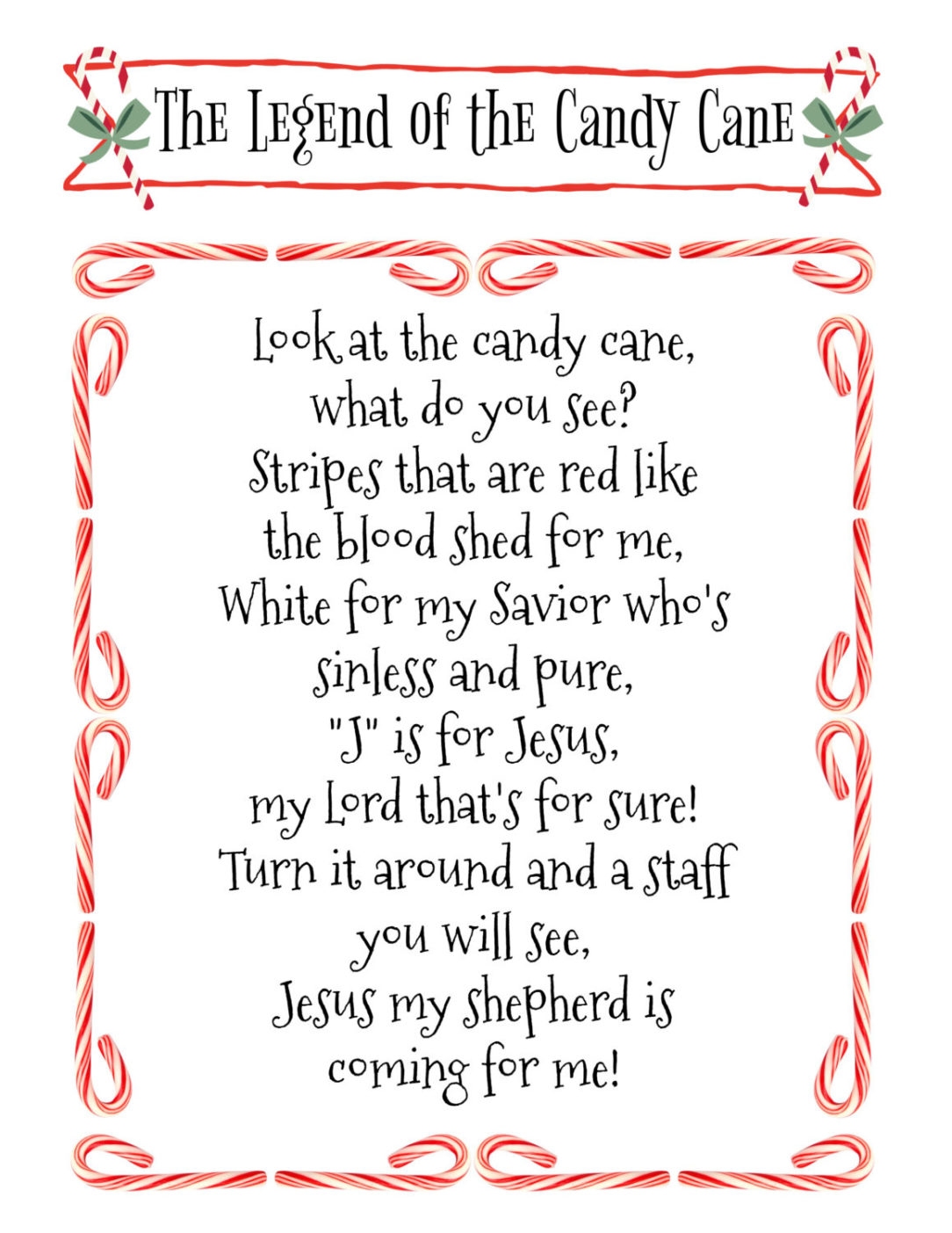 candy cane story free printable