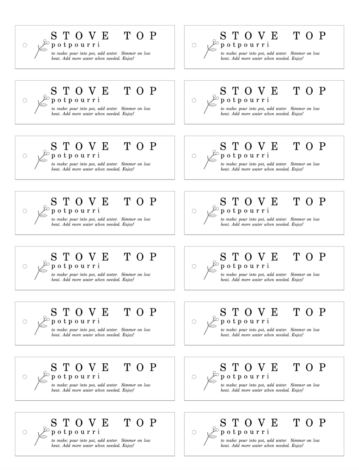 simmer pot tags free printable
