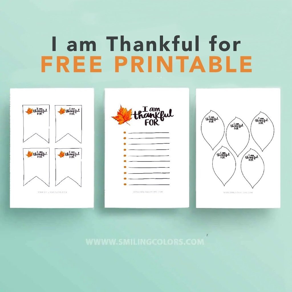 i am thankful free printable