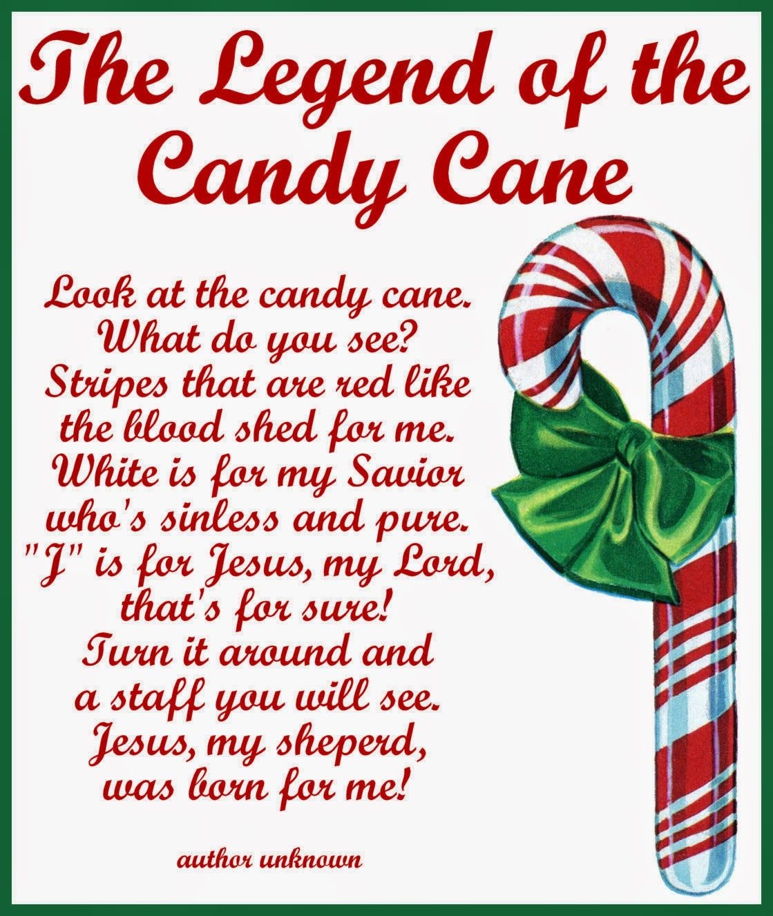 free printable candy cane story
