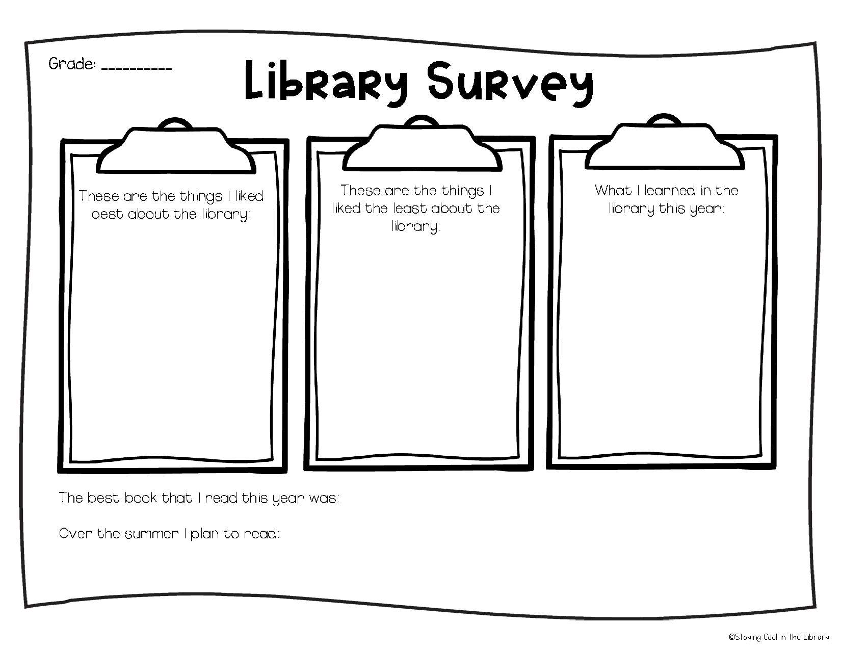 free printable library worksheets