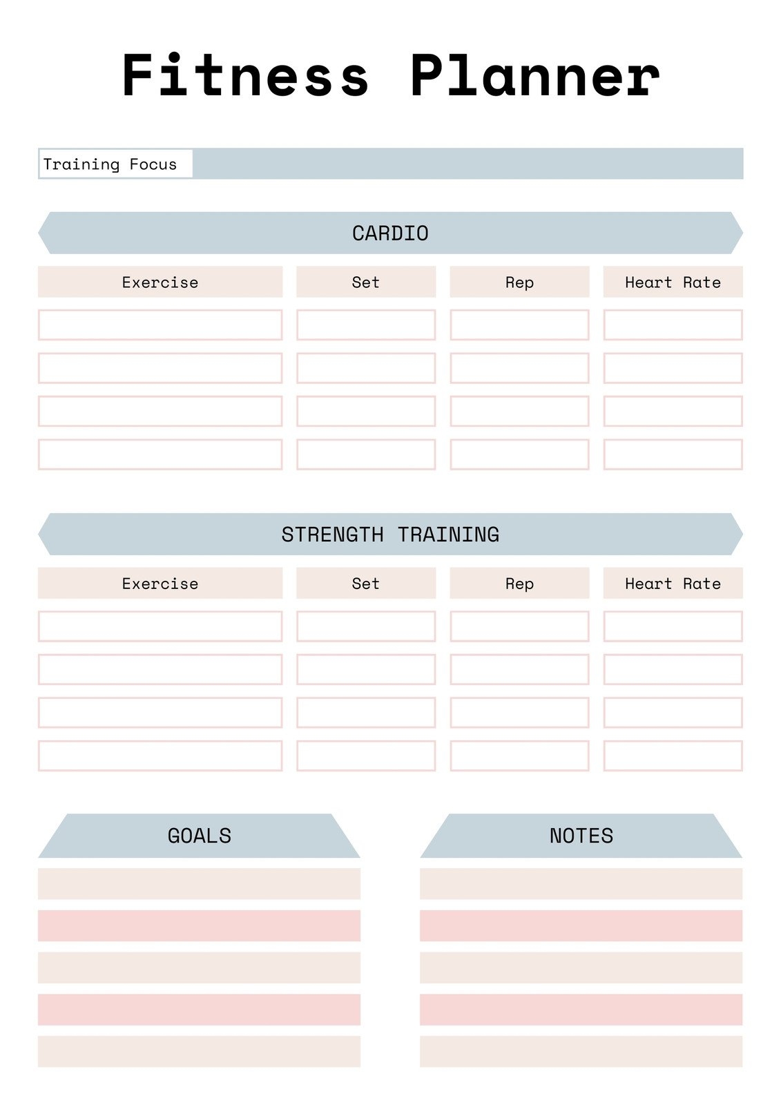 free printable fitness planner pdf
