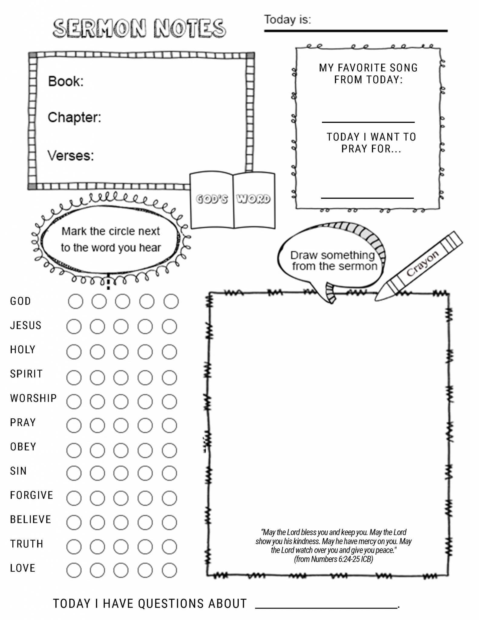 free printable children's worship bulletins