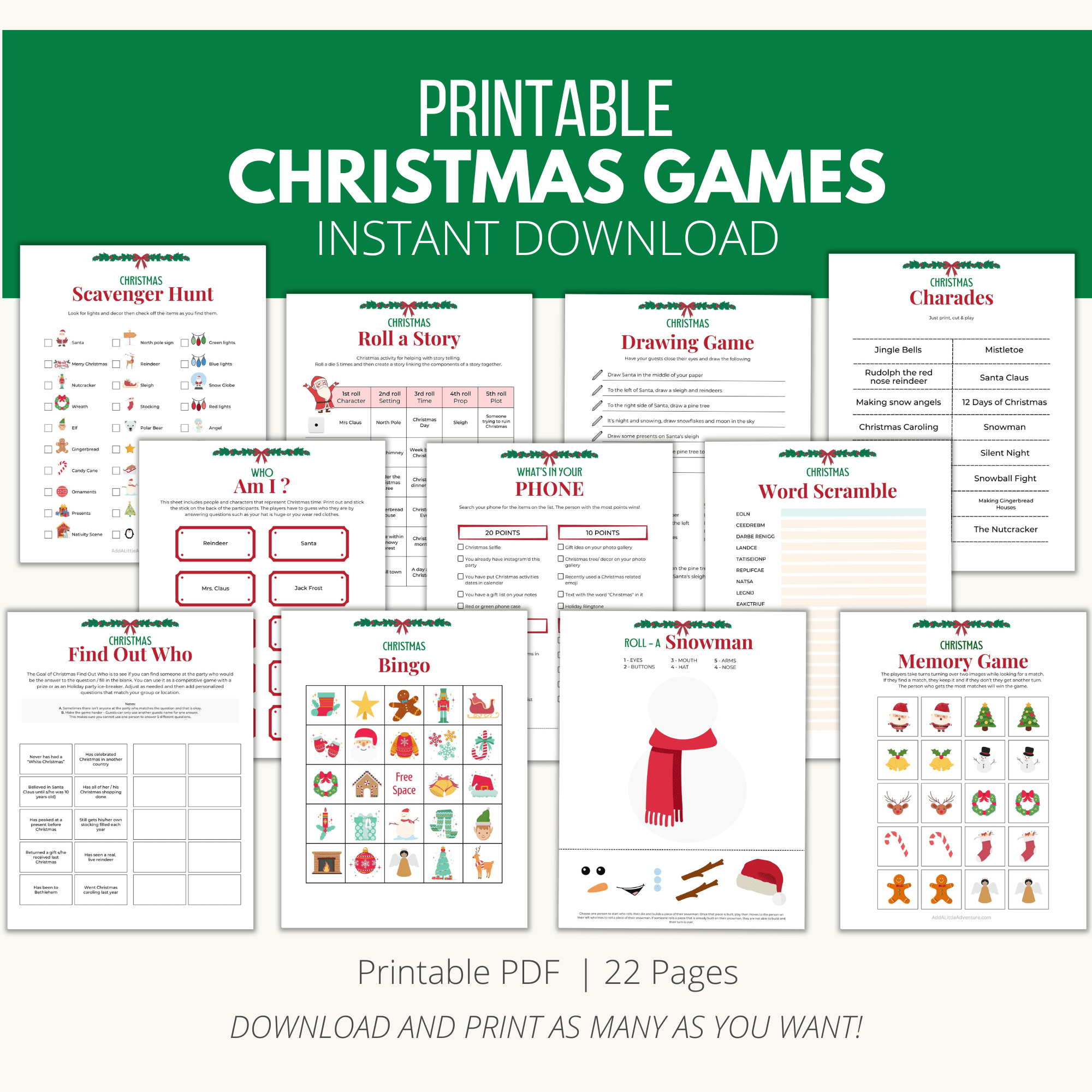 free christmas games printables