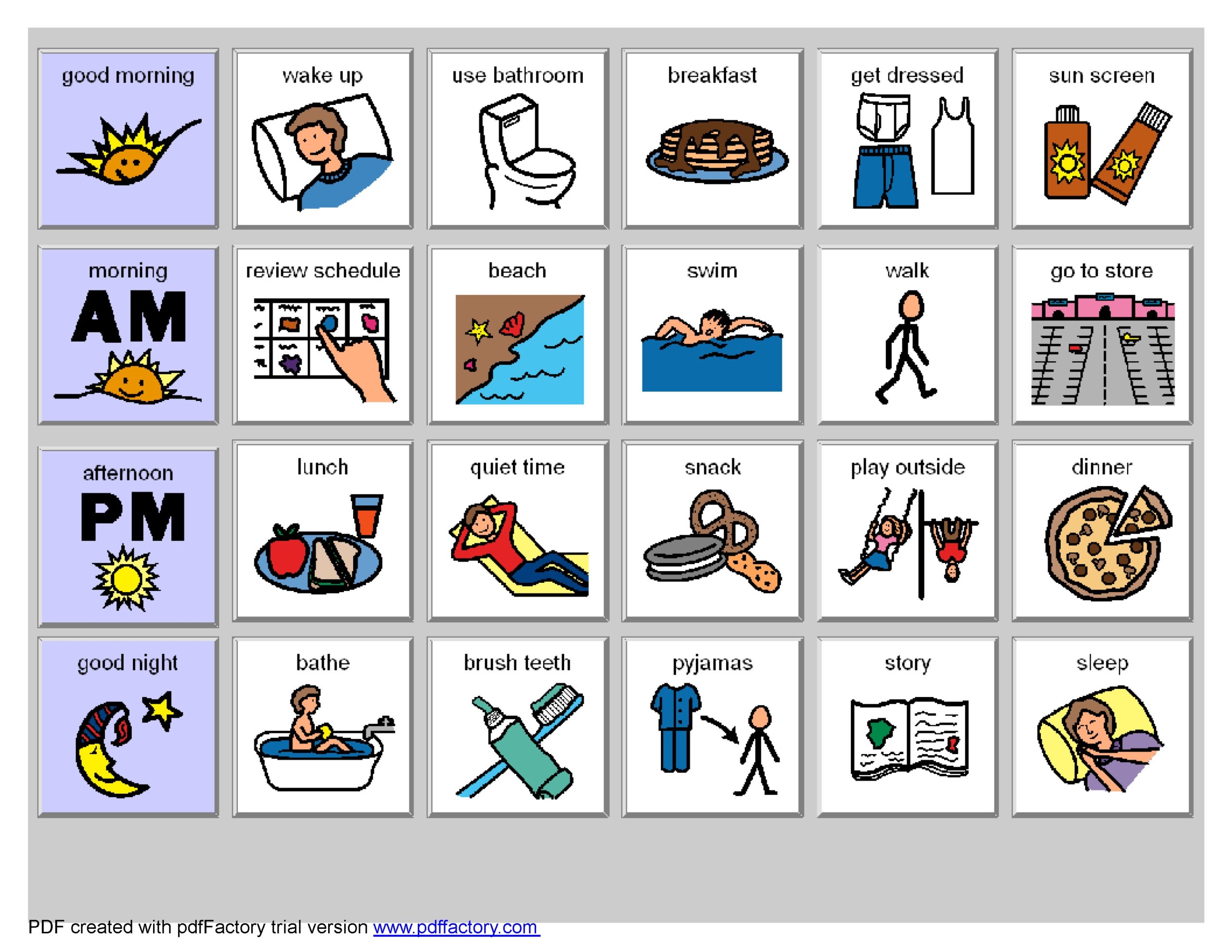 autism visual schedule printables free