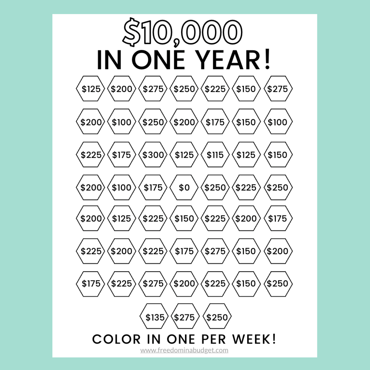 10 000 savings challenge printable free