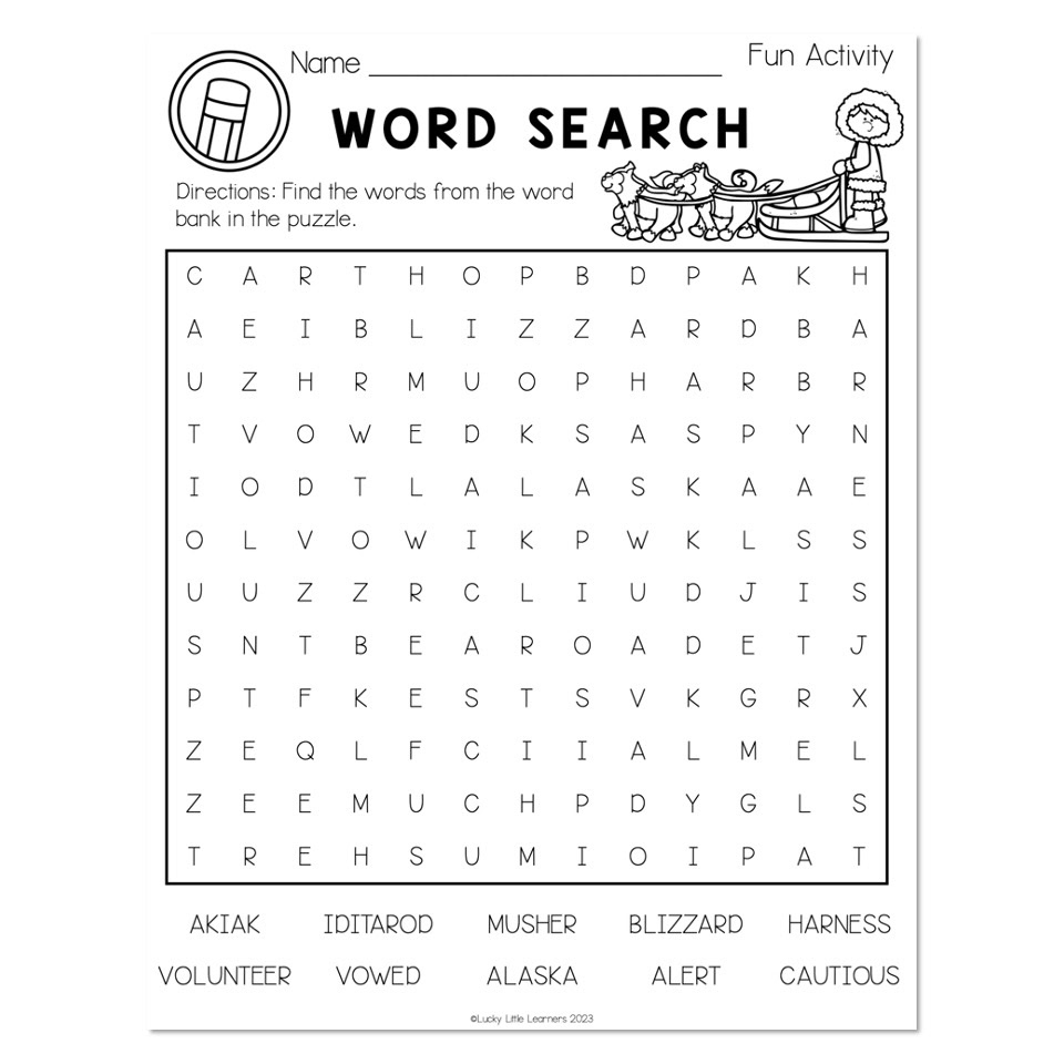 free printable alaska word search