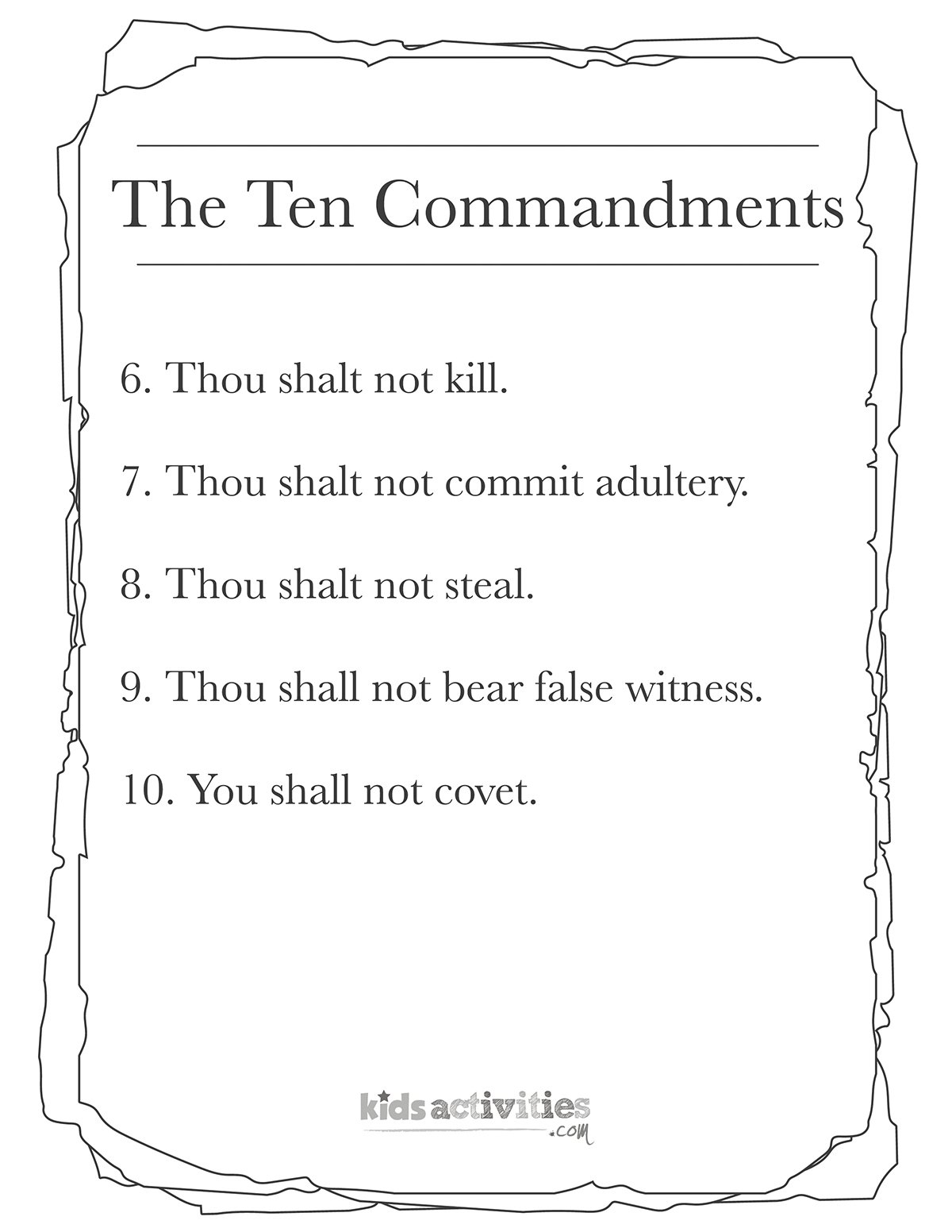 free printable 10 commandments printable worksheets